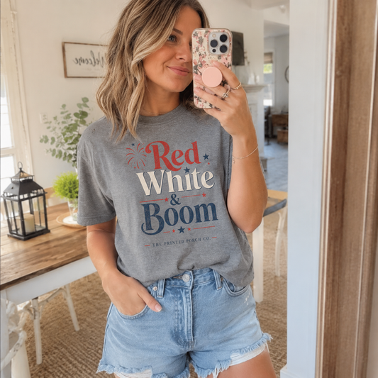Red, White & Boom Tee — Patriotic Fourth of July T-Shirt