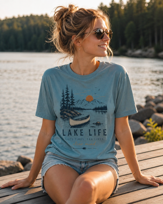 Lake Life Good Times Tan Lines Shirt | Summer Lake Graphic Tee