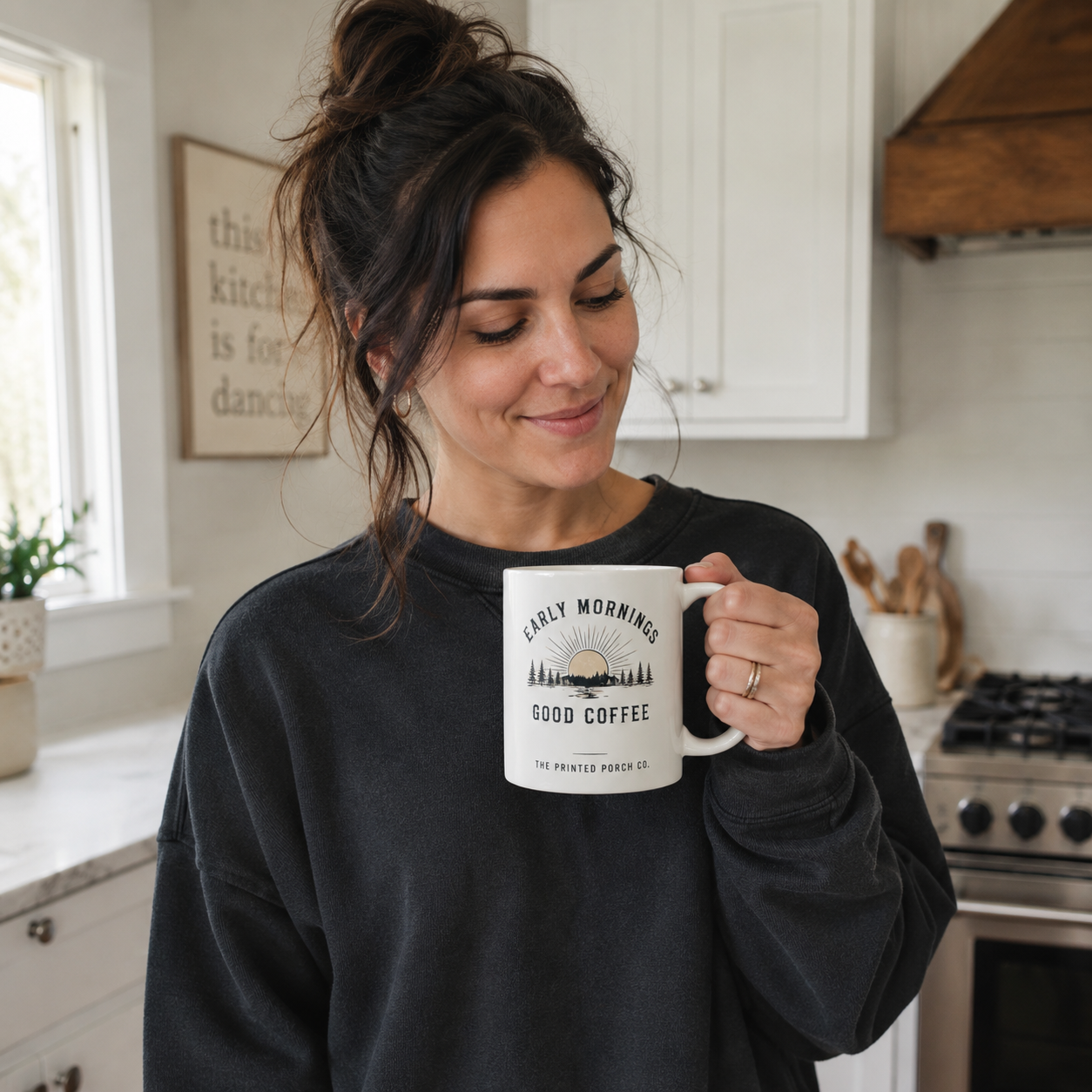 Morning Coffee Mug — 'Early Mornings, Good Coffee' Ceramic Cup