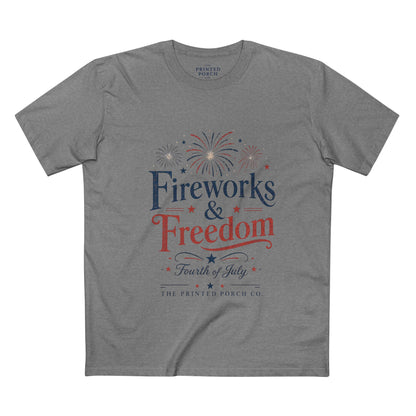 Freedom Fireworks T-Shirt — Vintage Patriotic 4th of July Tee