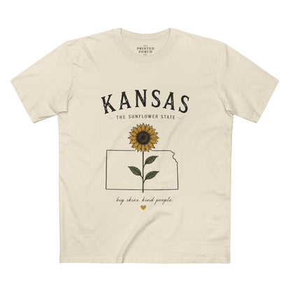 Kansas Sunflower State T-Shirt — 'Big Skies, Kind People' Graphic Tee