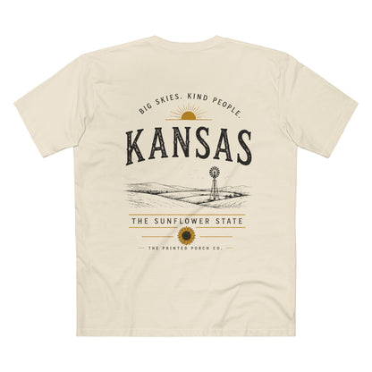 Kansas Sunflower State T-Shirt — 'Big Skies, Kind People' Graphic Tee