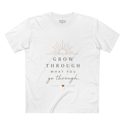Grow Through What You Go Through Tee — Inspirational Sun & Heart Graphic