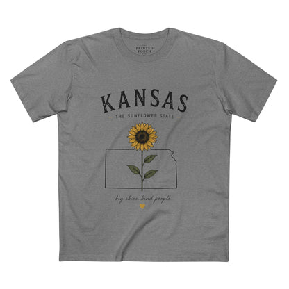 Kansas Sunflower State T-Shirt — 'Big Skies, Kind People' Graphic Tee