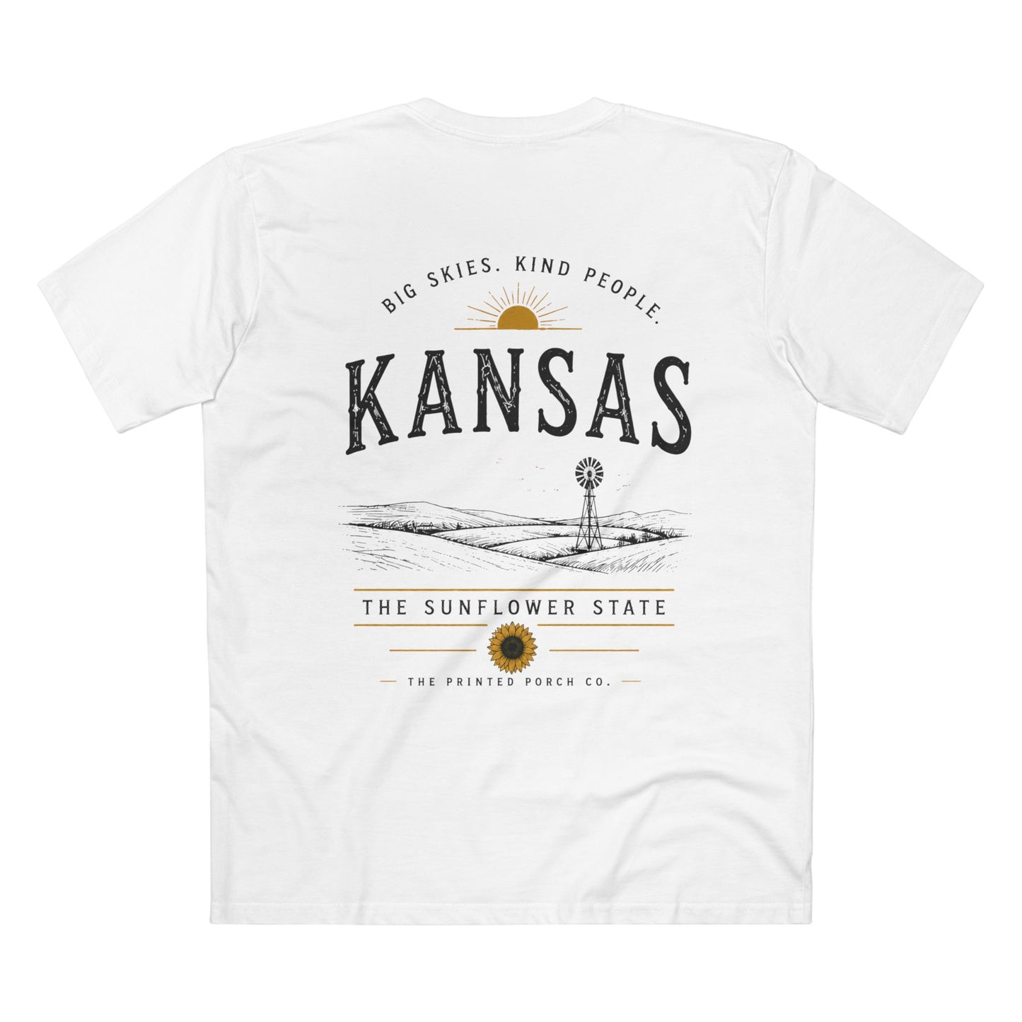 Kansas Sunflower State T-Shirt — 'Big Skies, Kind People' Graphic Tee