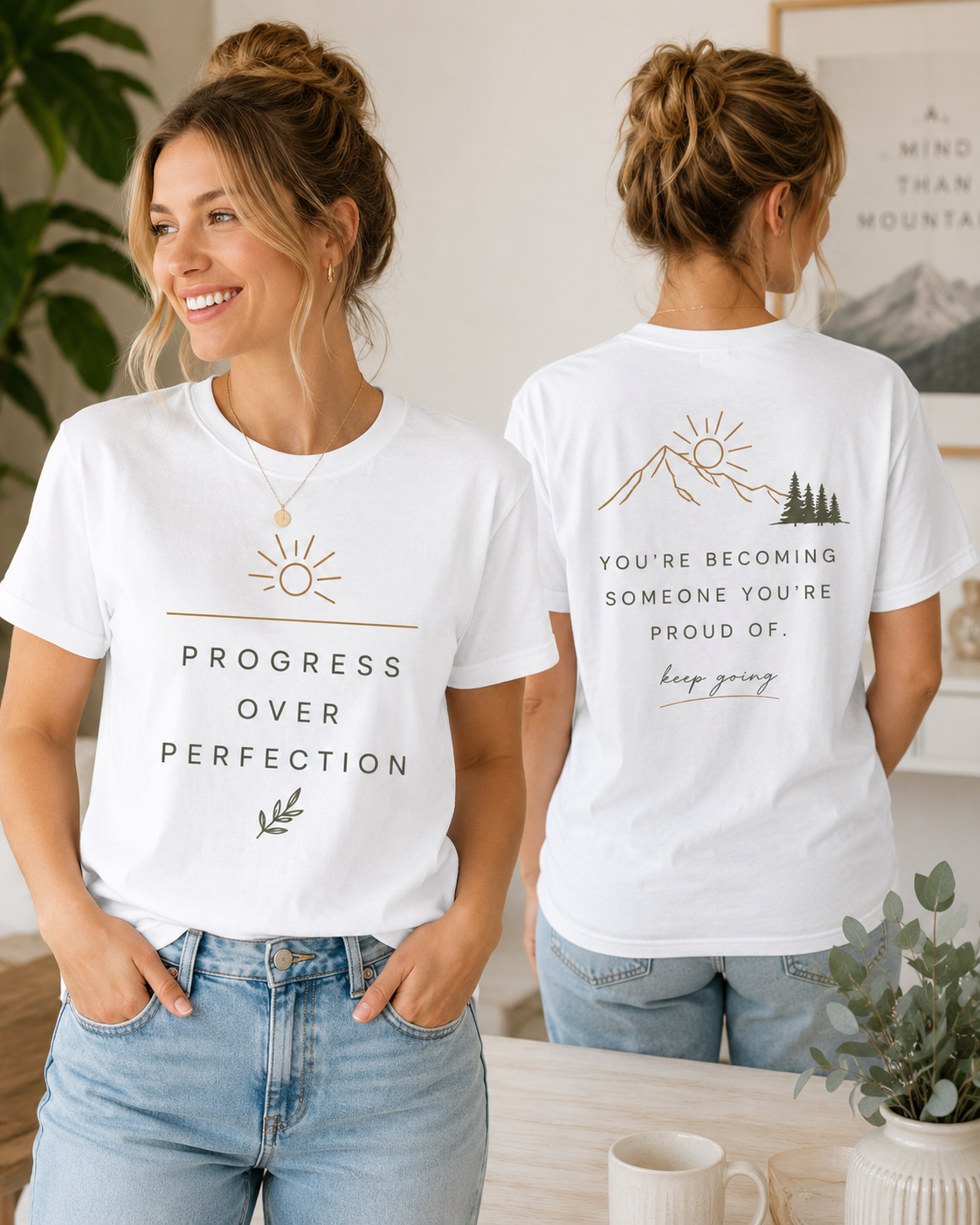 Progress Over Perfection Shirt | Inspirational Mountain Graphic Tee