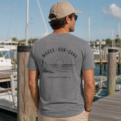 Waves • Sun • Sand Beach T-Shirt — The Printed Porch Co. Graphic Tee