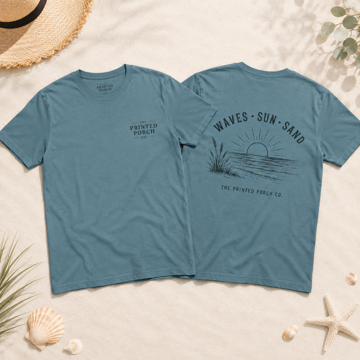 Waves • Sun • Sand Beach T-Shirt — The Printed Porch Co. Graphic Tee