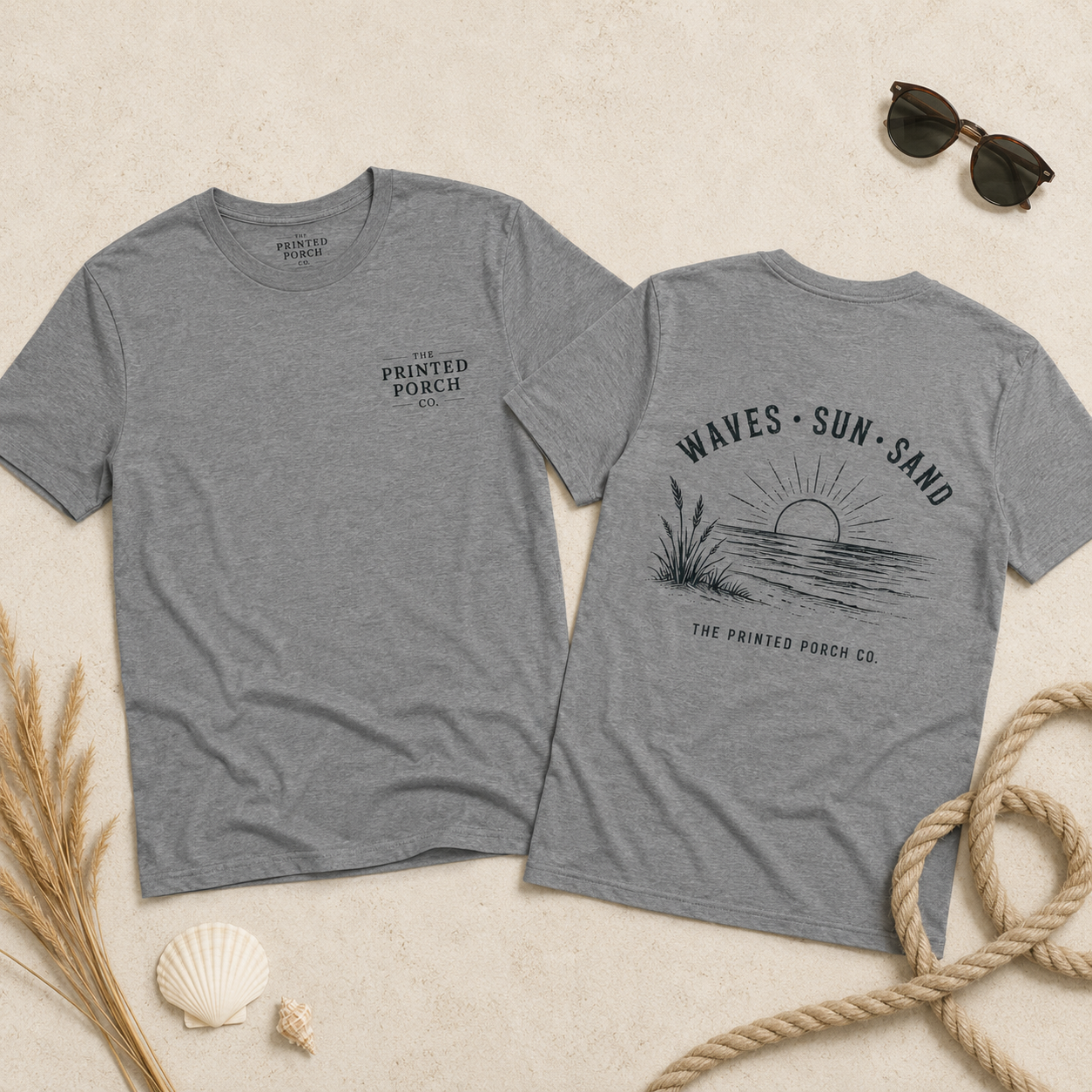 Waves • Sun • Sand Beach T-Shirt — The Printed Porch Co. Graphic Tee