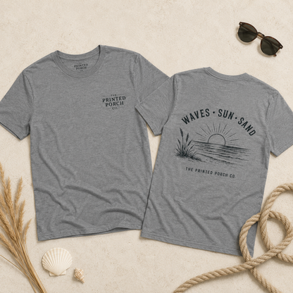 Waves • Sun • Sand Beach T-Shirt — The Printed Porch Co. Graphic Tee