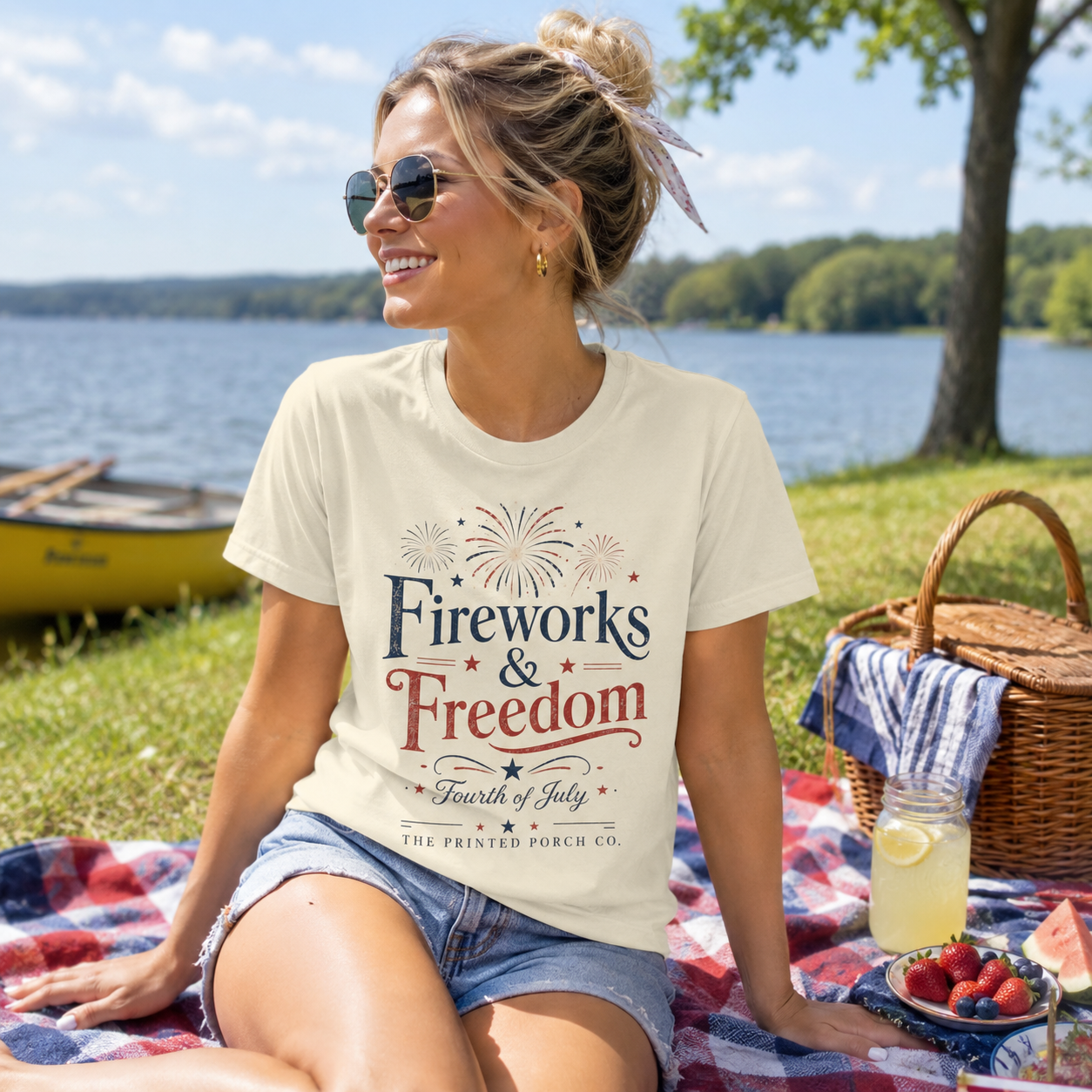 Freedom Fireworks T-Shirt — Vintage Patriotic 4th of July Tee