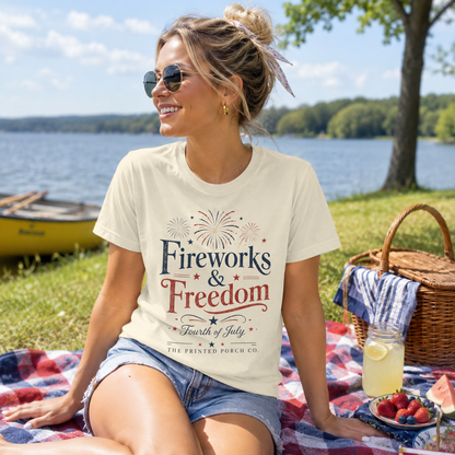 Freedom Fireworks T-Shirt — Vintage Patriotic 4th of July Tee
