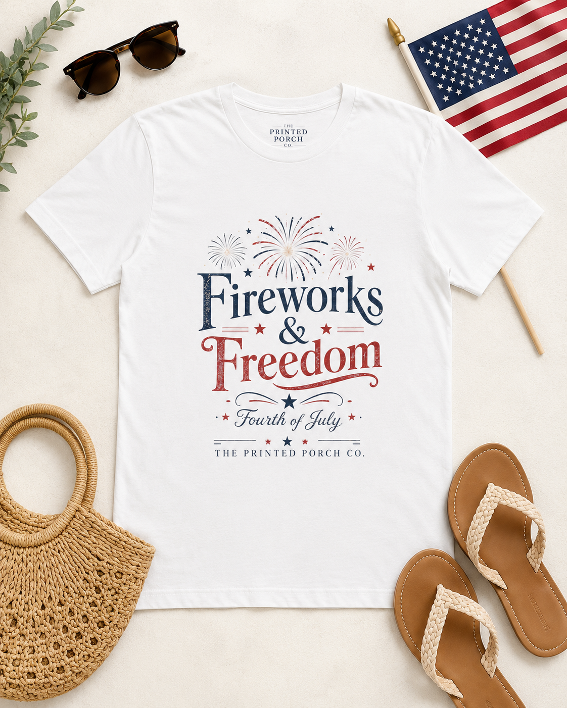 Freedom Fireworks T-Shirt — Vintage Patriotic 4th of July Tee