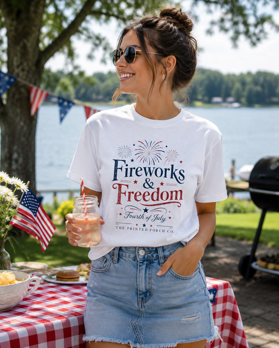 Freedom Fireworks T-Shirt — Vintage Patriotic 4th of July Tee