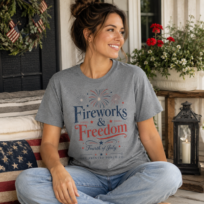 Freedom Fireworks T-Shirt — Vintage Patriotic 4th of July Tee