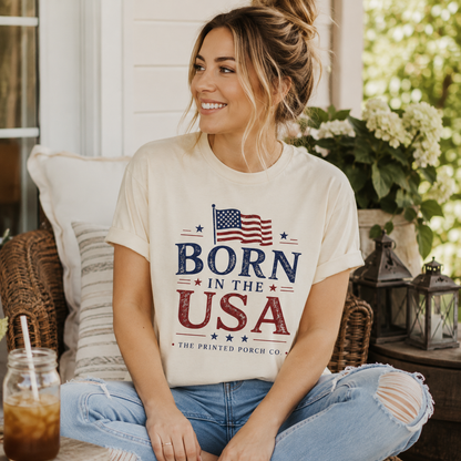 Born in the USA T-Shirt — Vintage Patriotic Adult Staple Tee