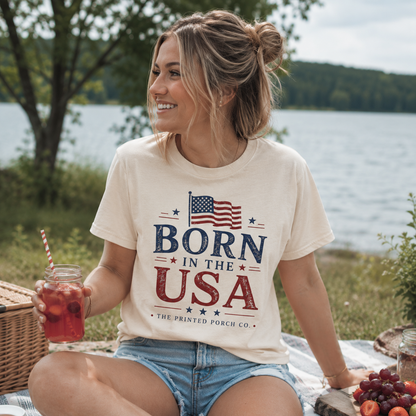 Born in the USA T-Shirt — Vintage Patriotic Adult Staple Tee