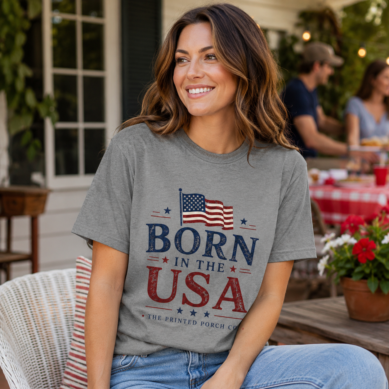 Born in the USA T-Shirt — Vintage Patriotic Adult Staple Tee