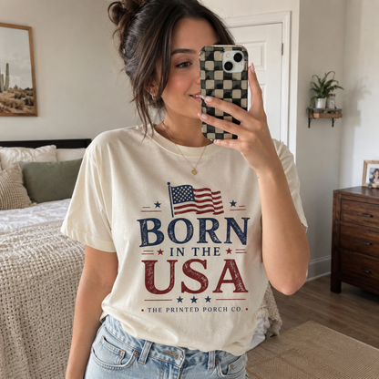 Born in the USA T-Shirt — Vintage Patriotic Adult Staple Tee