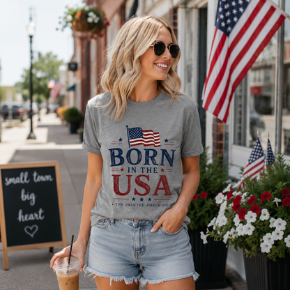 Born in the USA T-Shirt — Vintage Patriotic Adult Staple Tee