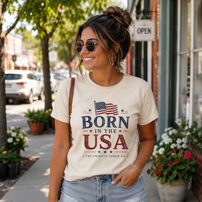 Born in the USA T-Shirt — Vintage Patriotic Adult Staple Tee