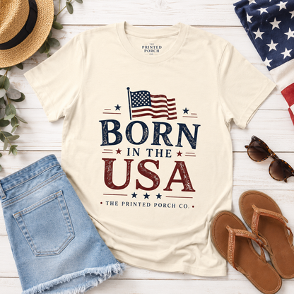Born in the USA T-Shirt — Vintage Patriotic Adult Staple Tee