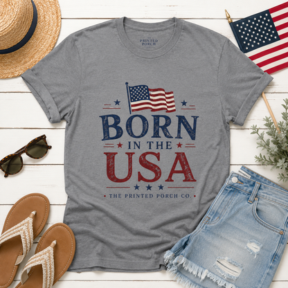 Born in the USA T-Shirt — Vintage Patriotic Adult Staple Tee