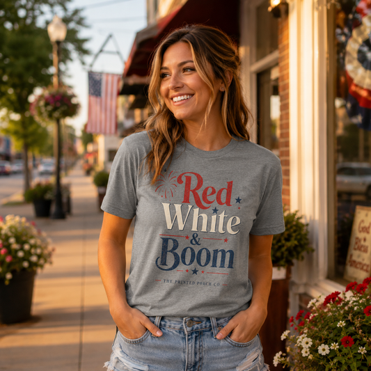 Red, White & Boom Tee — Patriotic Fourth of July T-Shirt