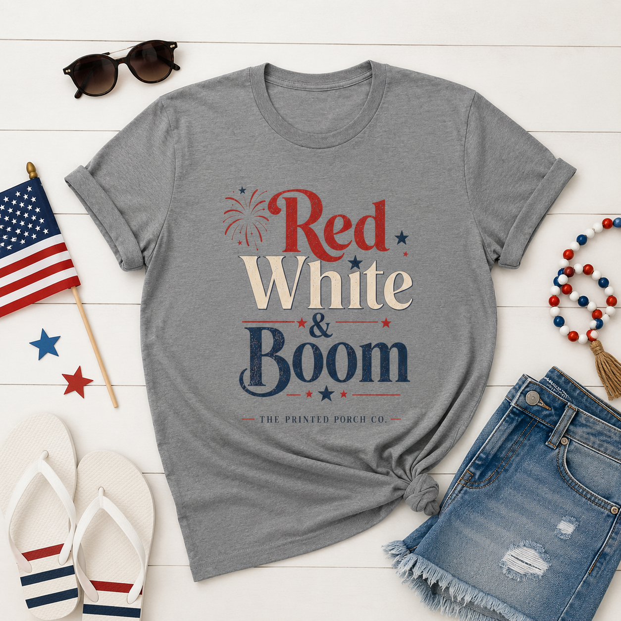 Red, White & Boom Tee — Patriotic Fourth of July T-Shirt