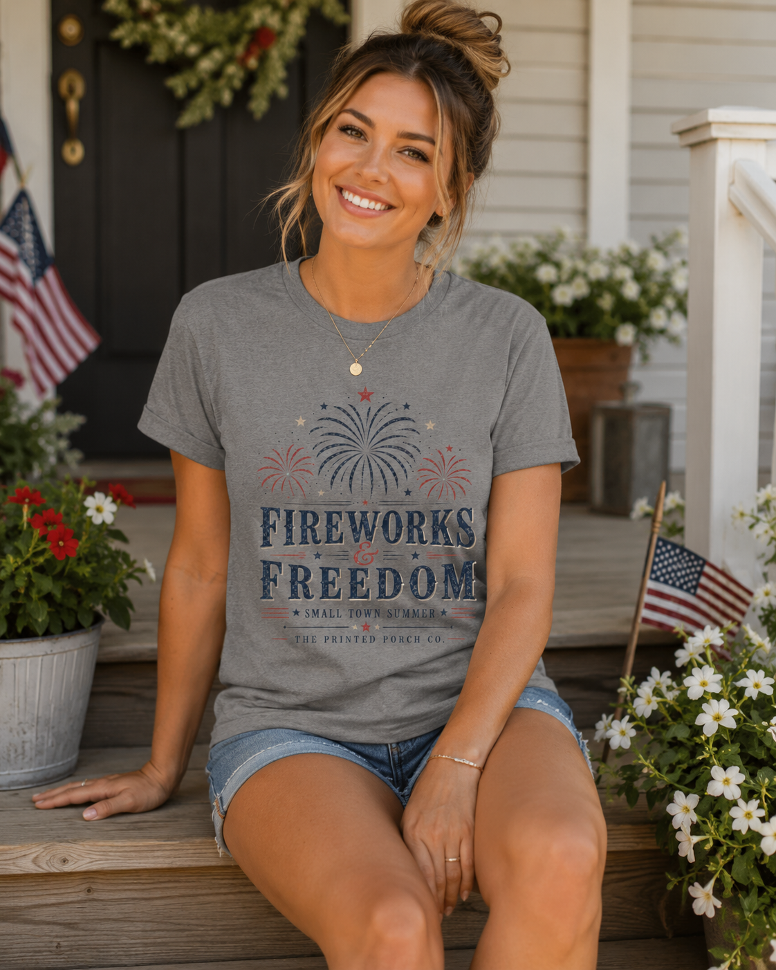Fireworks & Freedom Tee — Patriotic Fourth of July T-Shirt