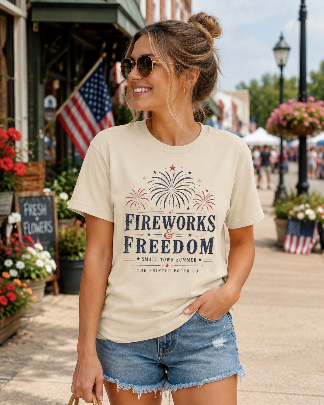 Fireworks & Freedom Tee — Patriotic Fourth of July T-Shirt