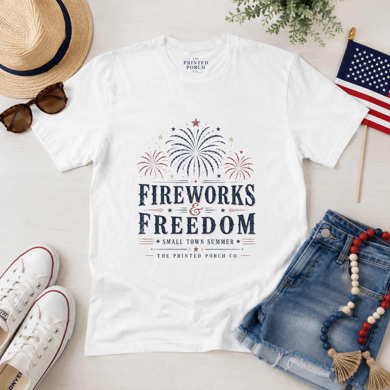 Fireworks & Freedom Tee — Patriotic Fourth of July T-Shirt