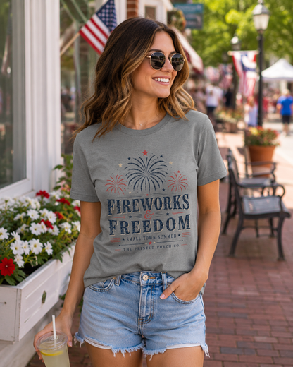 Fireworks & Freedom Tee — Patriotic Fourth of July T-Shirt
