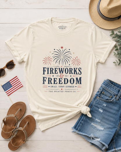 Fireworks & Freedom Tee — Patriotic Fourth of July T-Shirt