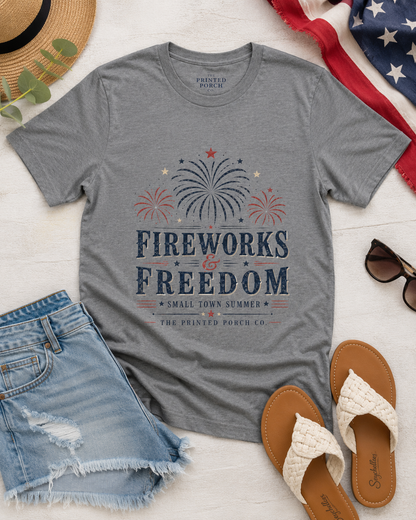 Fireworks & Freedom Tee — Patriotic Fourth of July T-Shirt
