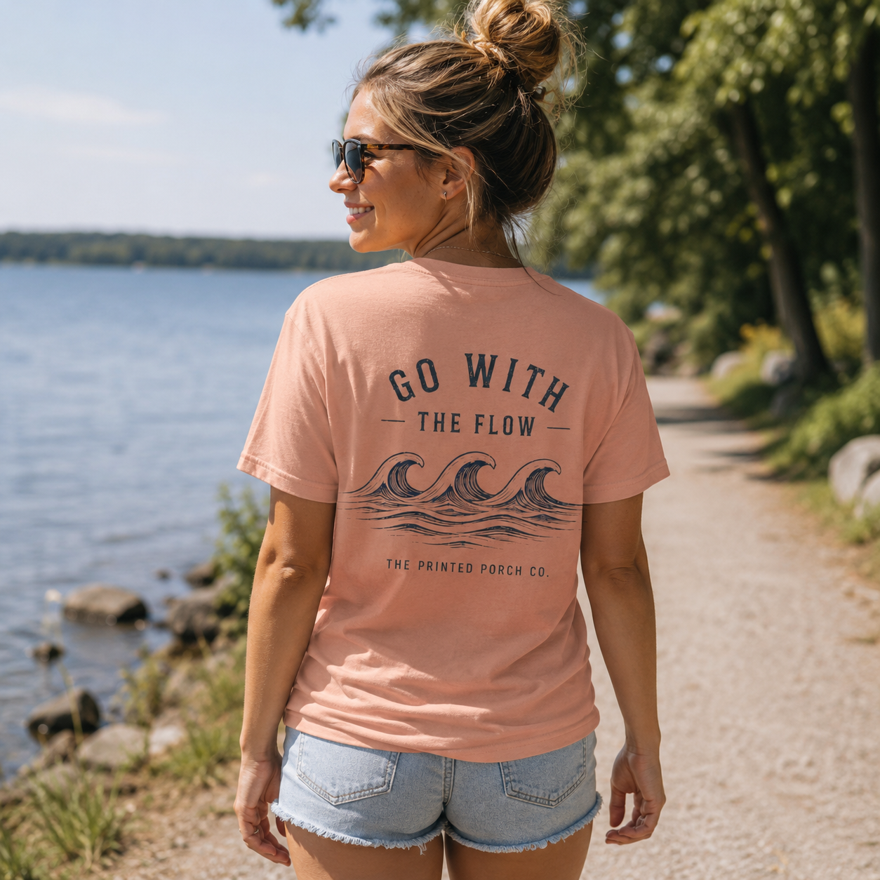 Go With the Flow Shirt | Ocean Wave Beach Graphic Tee