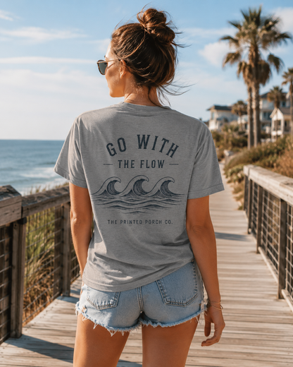 Go With the Flow Shirt | Ocean Wave Beach Graphic Tee