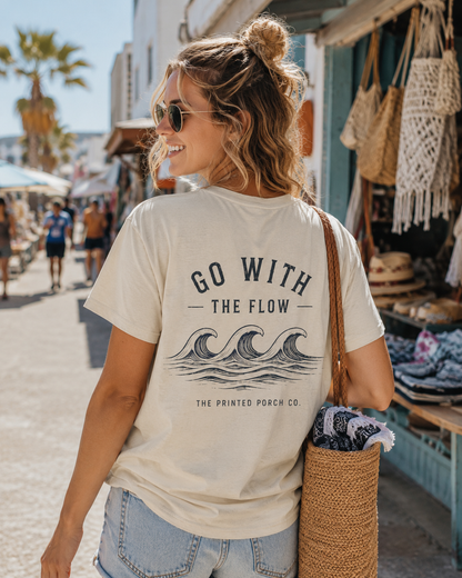 Go With the Flow Shirt | Ocean Wave Beach Graphic Tee