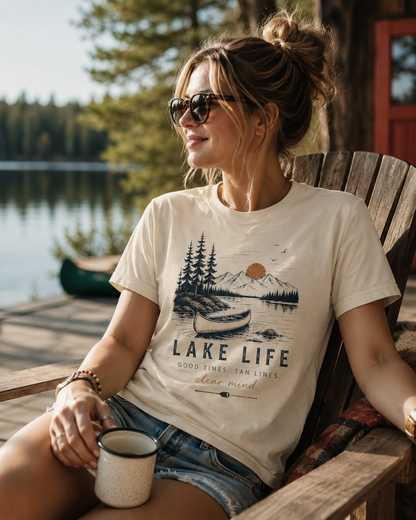 Lake Life Good Times Tan Lines Shirt | Summer Lake Graphic Tee