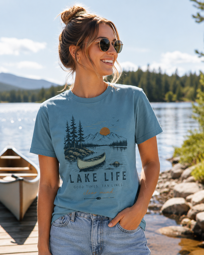 Lake Life Good Times Tan Lines Shirt | Summer Lake Graphic Tee