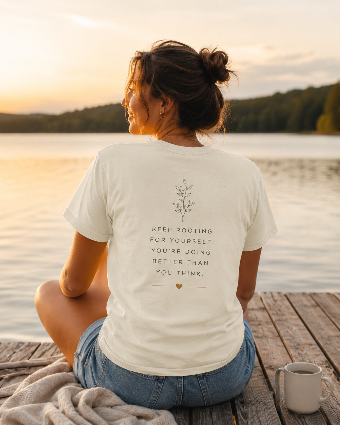 Grow Through What You Go Through Tee — Inspirational Sun & Heart Graphic