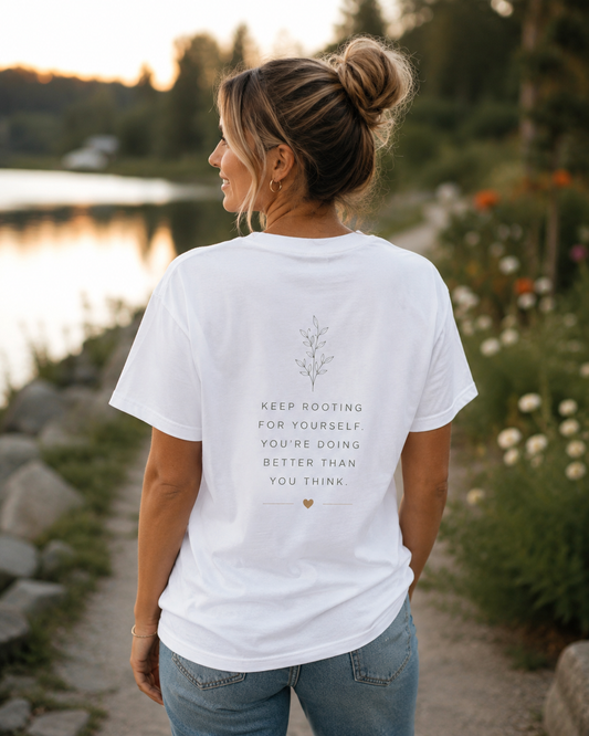 Grow Through What You Go Through Tee — Inspirational Sun & Heart Graphic