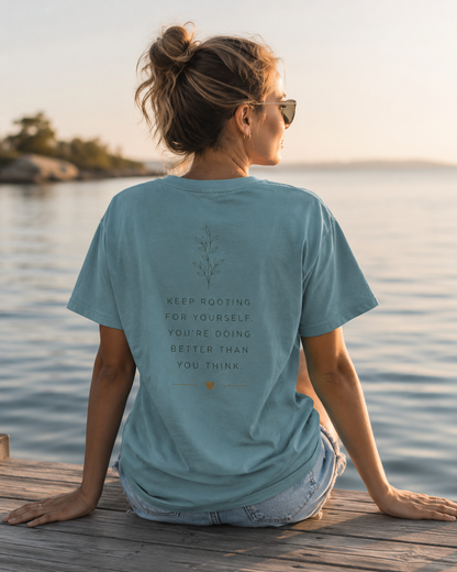 Grow Through What You Go Through Tee — Inspirational Sun & Heart Graphic