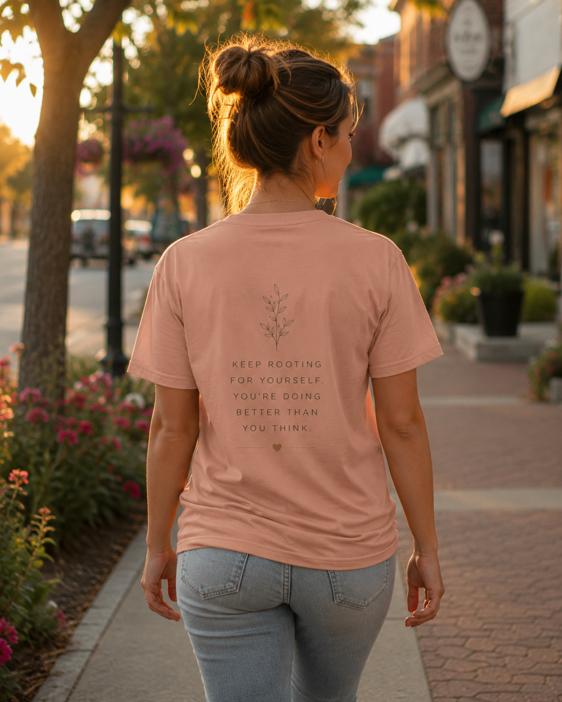 Grow Through What You Go Through Tee — Inspirational Sun & Heart Graphic