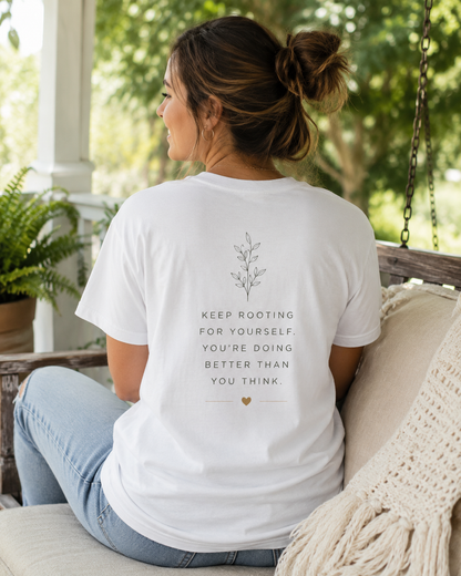 Grow Through What You Go Through Tee — Inspirational Sun & Heart Graphic
