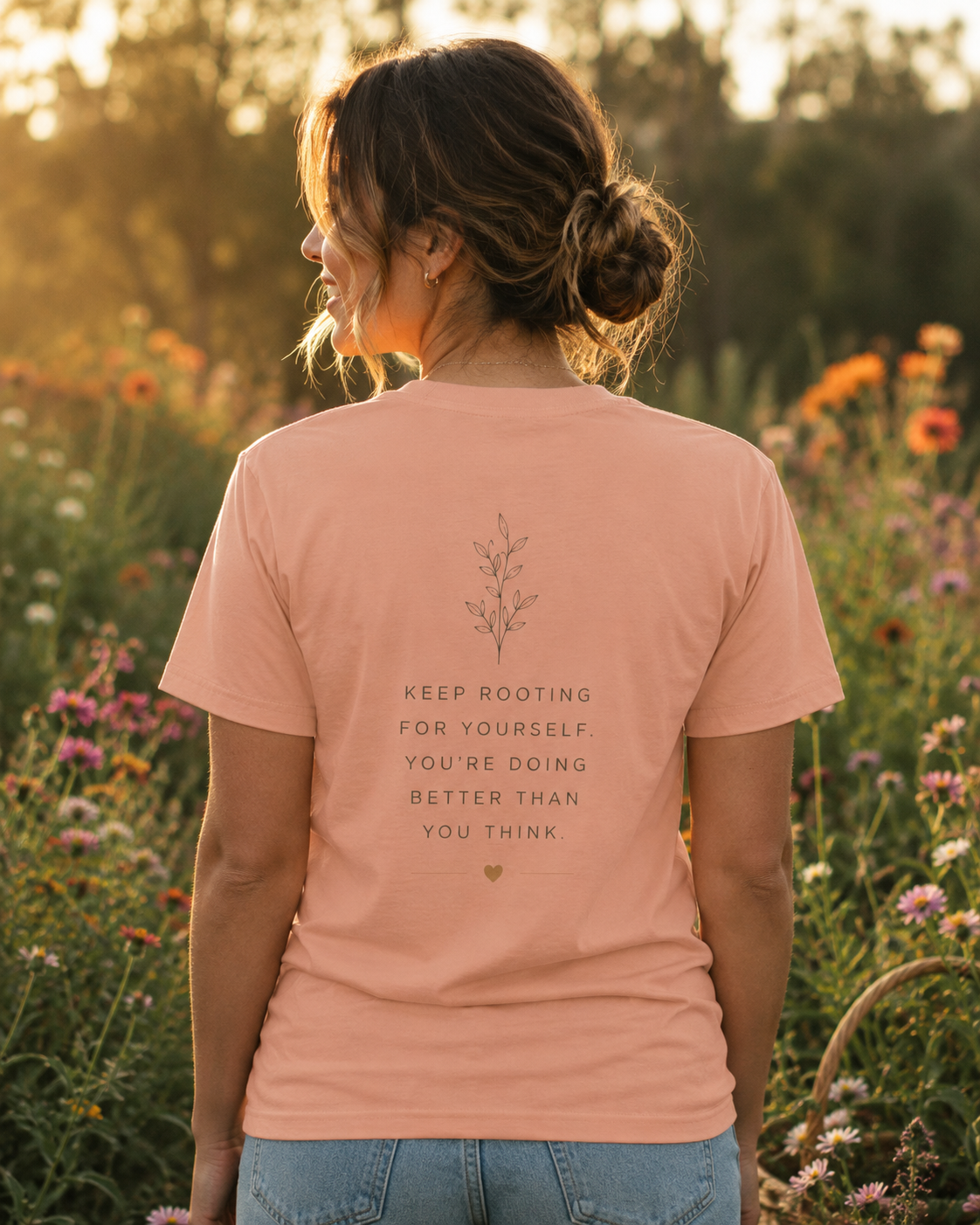 Grow Through What You Go Through Tee — Inspirational Sun & Heart Graphic