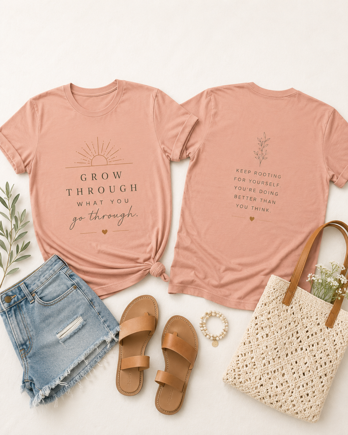 Grow Through What You Go Through Tee — Inspirational Sun & Heart Graphic