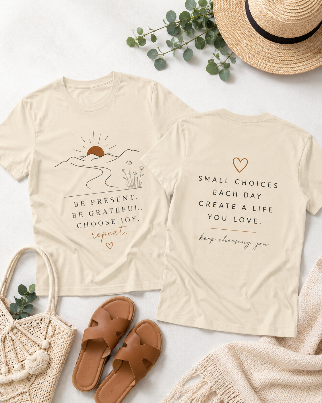 Be Present Inspirational Tee — 'Be Present. Be Grateful. Choose Joy.' Motivational Graphic T‑Shirt