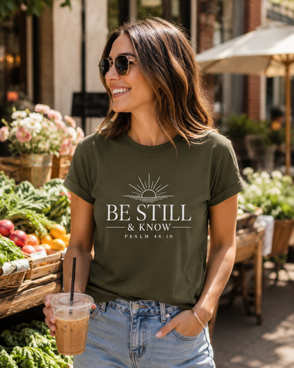 Be Still & Know T‑Shirt — Psalm 46:10 Inspirational Faith Tee