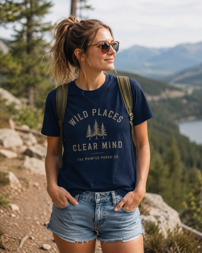 Wild Places Clear Mind Tee — Outdoor Adventure Nature T-Shirt